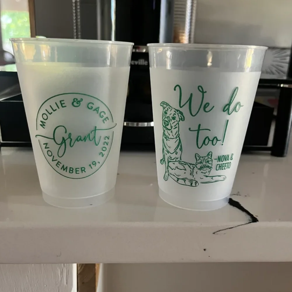 

Custom Pet Plastic Cups Wedding Favors, Personalized Dog Photo Frosted Cups, Birthday Shower Party Decorate, Guest Plastic Cups