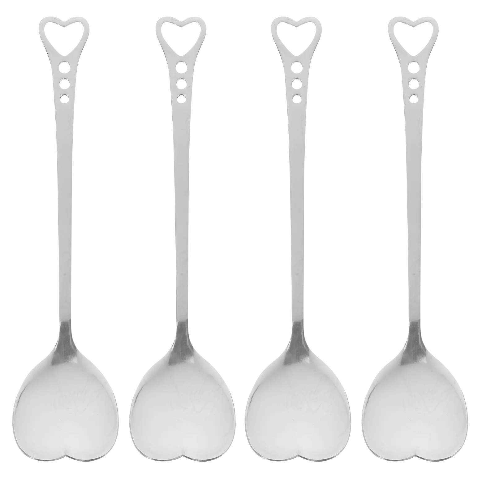 

4 Pcs Heart Shape Spoons Coffee Kitchen Scoop Stainless Steel Cake Stirring Mixing