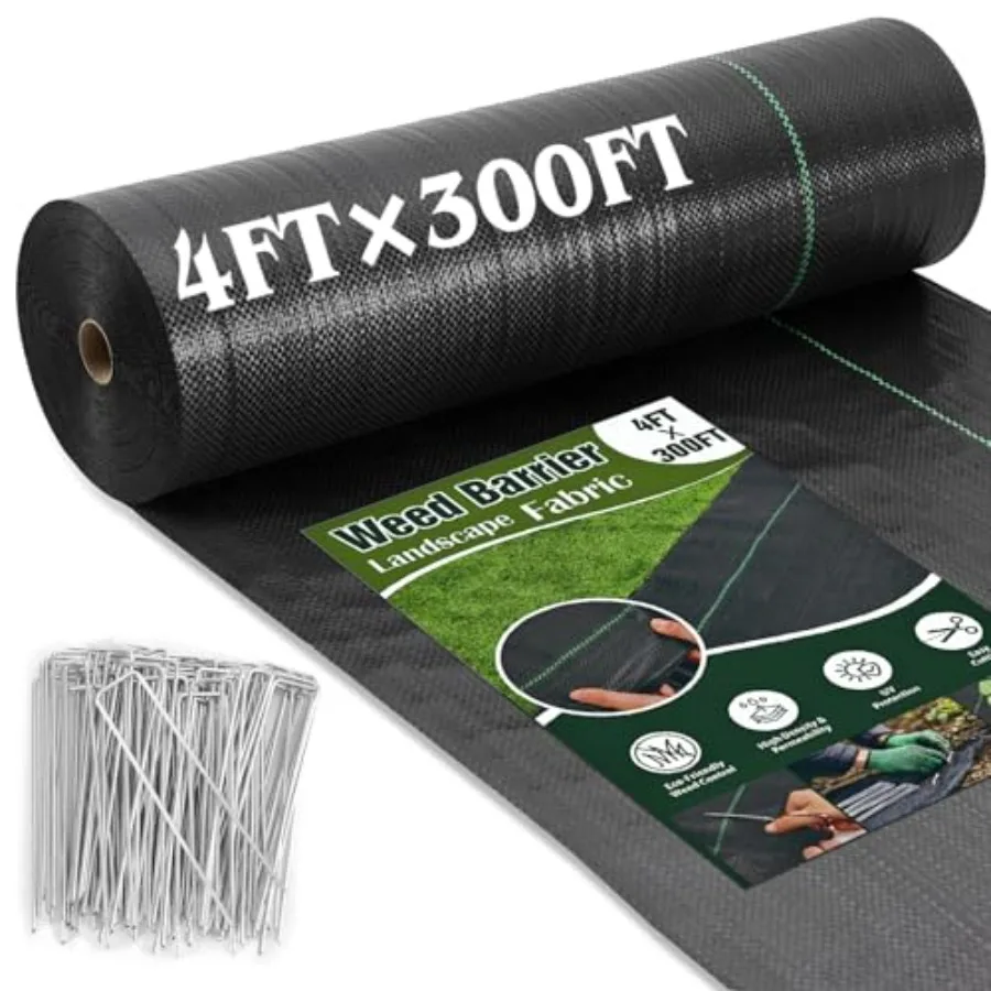 

Прочная тканая ткань для защиты от сорняков 4 фута x 300 футов для садовых грядок и коммерческих подъездных путей, коричневое ландшафтное покрытие для грунта с плотностью 120 меш/дюйм²