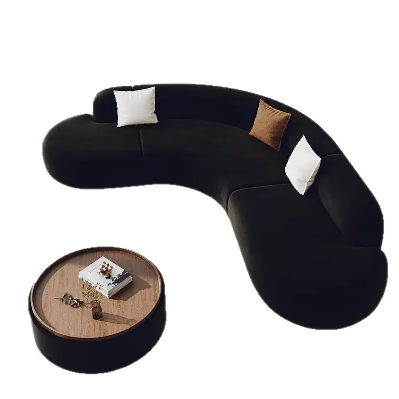 Living room minimalist curved beauty salon office rest area reception small apartment sofa