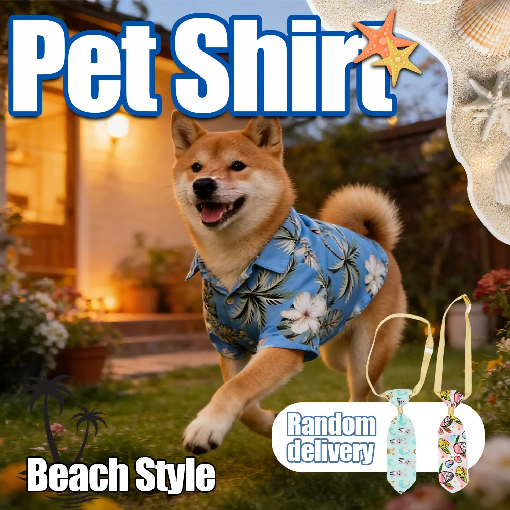 

Puppy Clothes Summer Holiday Beach Style Shirts for Small Medium Dogs and Cats Coconut Palm Hawaiian Style Dog Clothes