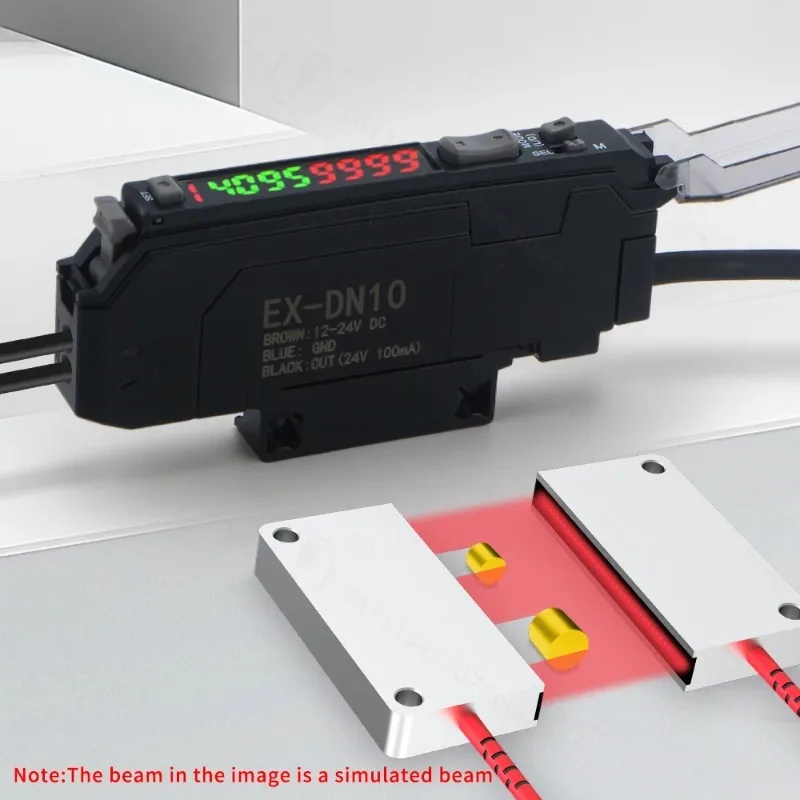 GTRIC Through-beam Banner Array Fiber Optic Sensor & Amplifier Kit 12-24V DC Industrial Matrix Optical Photoelectric Switch
