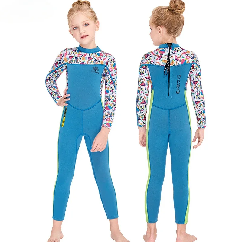 2.5mm Kids Wetsuit for Snorkeling and Surfing, Long Sleeve Full Body Thermal Swimwear for Children