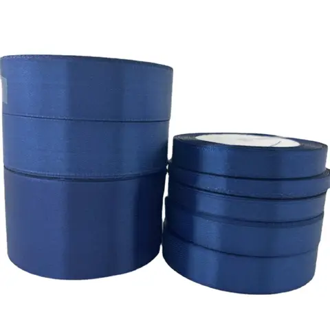 22 meter/rulle marinblått polyester satinband jul bröllopsfest baldekoration tårtband gör-det-själv håraccessoarer rosett 10 best sales marinblått band - №1