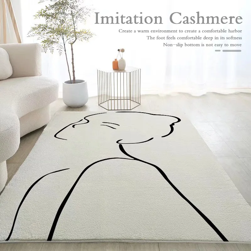 

Home living room decoration carpet imitation cashmere simple plain color non slip floor mat washable foot mat indoor carpet