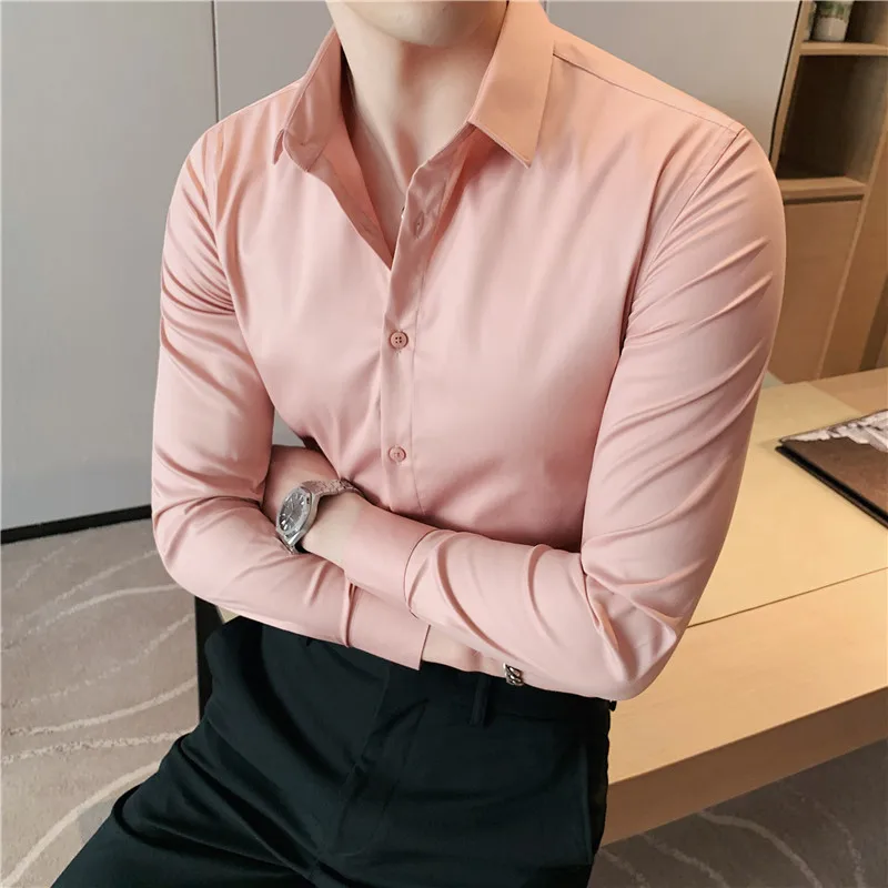 2023 New product Men\'s stylish casual pure cotton business shirts/Male slim fit lapel Dress long sleeve shirts/Leisure Tops