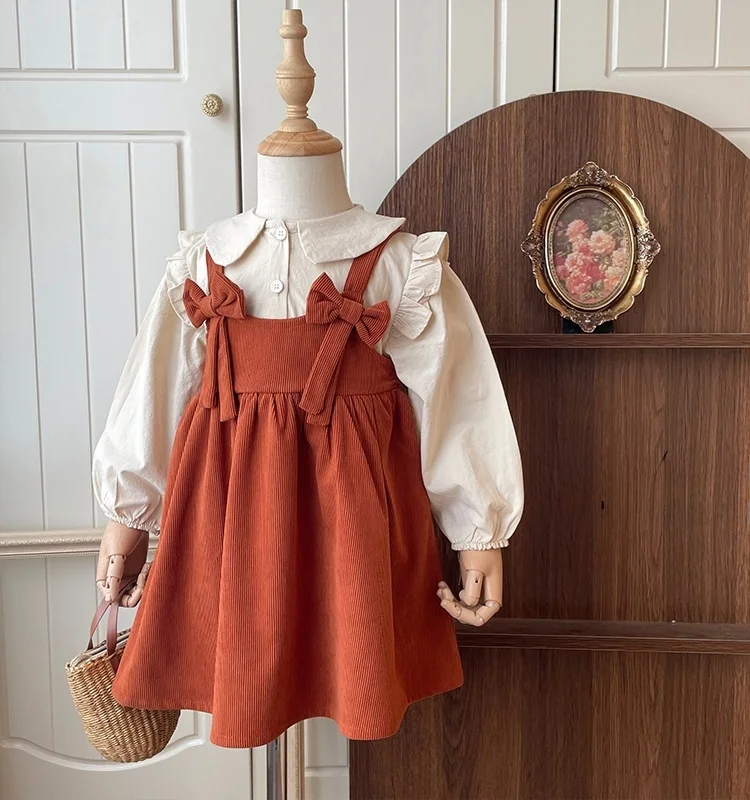 Automne Faion filles Dr bébé tenue d'anniversaire coréen Sle printemps automne jupe à carreaux et t-shirt deux pièces ensemble enfant Dr