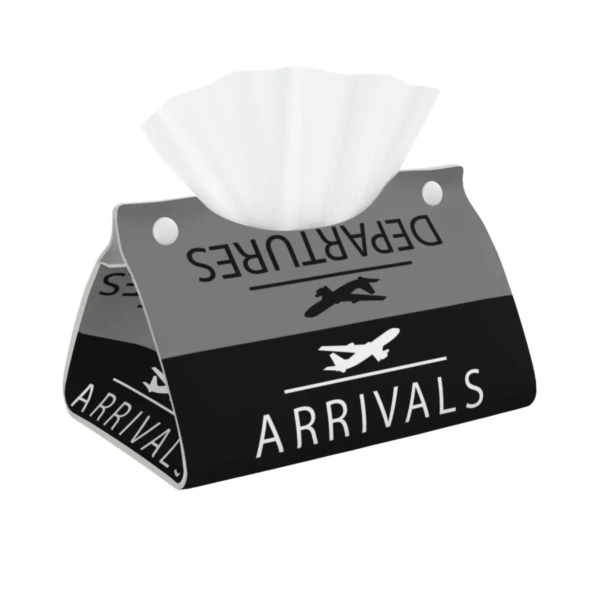 Custom Aviation Arrivals And Departures Tissue Box Cover PU Leather Rectangular Airplane Airport Facial Tissues Holder for Car