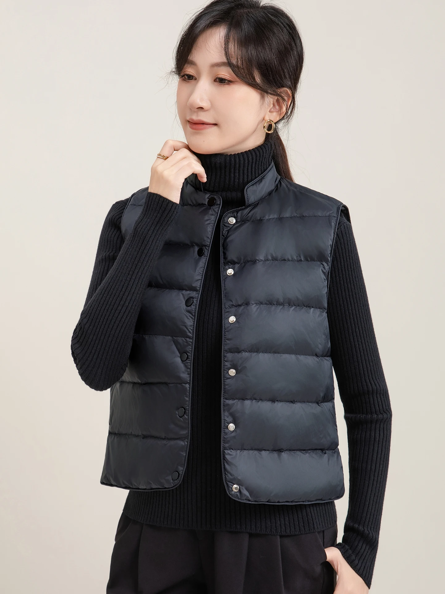 Or leve para baixo colete feminino sle 2025 outono novo simples facionable commute vento tubo reto branco du para baixo