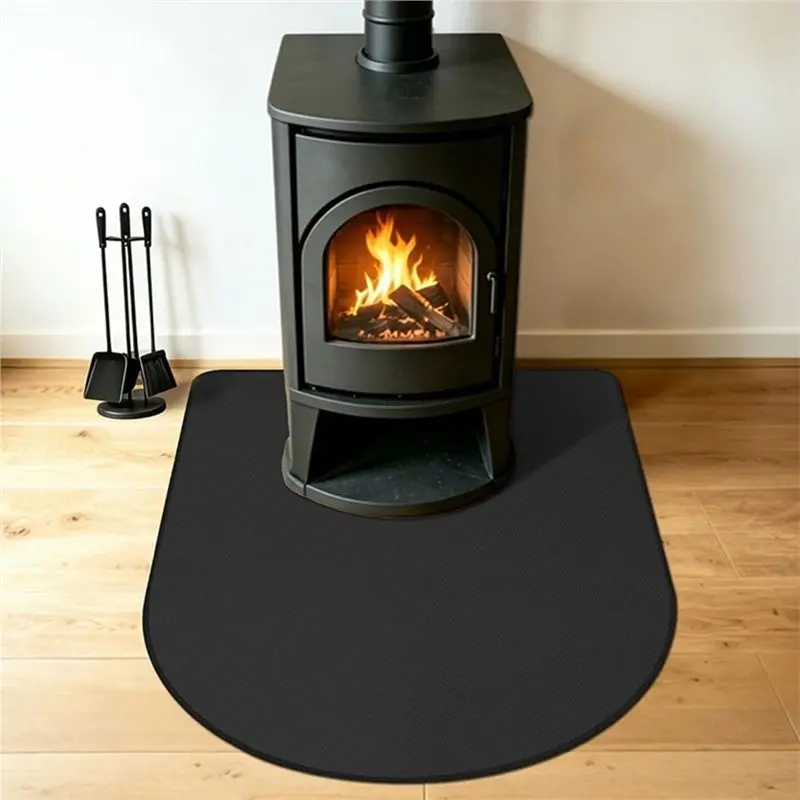 LNHF Fireproof Arched For Wood Burning Stove Hearth Pad, For Wood Stove Floor Protection Mat Fireplace Mat