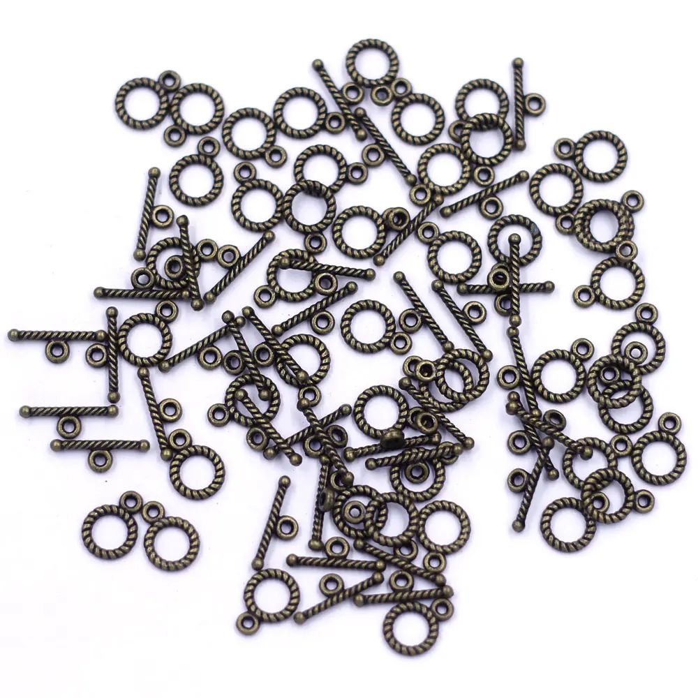 10Sets Bronze Tone End Toggle Clasps Connectors Hooks Bulk For Bracelets Jewelry DIY Accessories 12x16mm