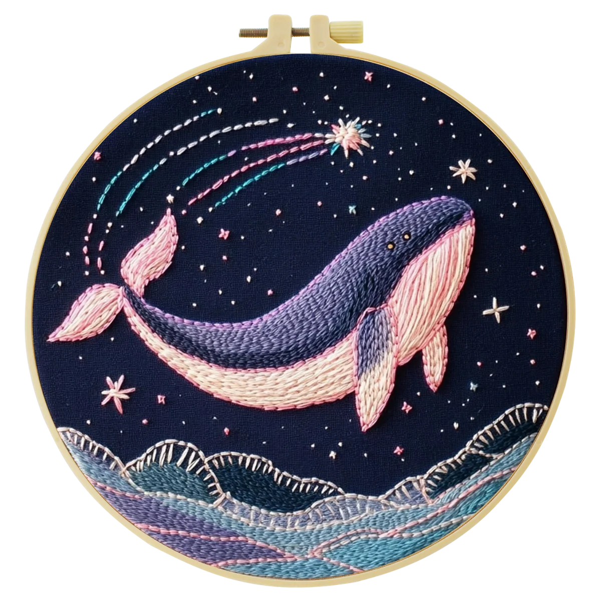 1 Stück 20X20CM/7,87 Zoll Delfin-Stickerei-Starter-Kit DIY-Set Handarbeits-Malerei Nadelkunst Heimdekoration – Detail 4