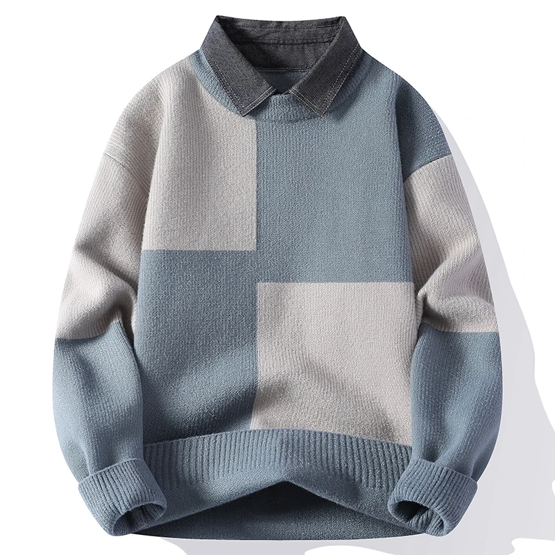 

Men Fashion Turn Down Collar Sweater Soft Comfortable Knit Pullover Simple Style Long Sleeve Autumn Winter Men Sweatercoat