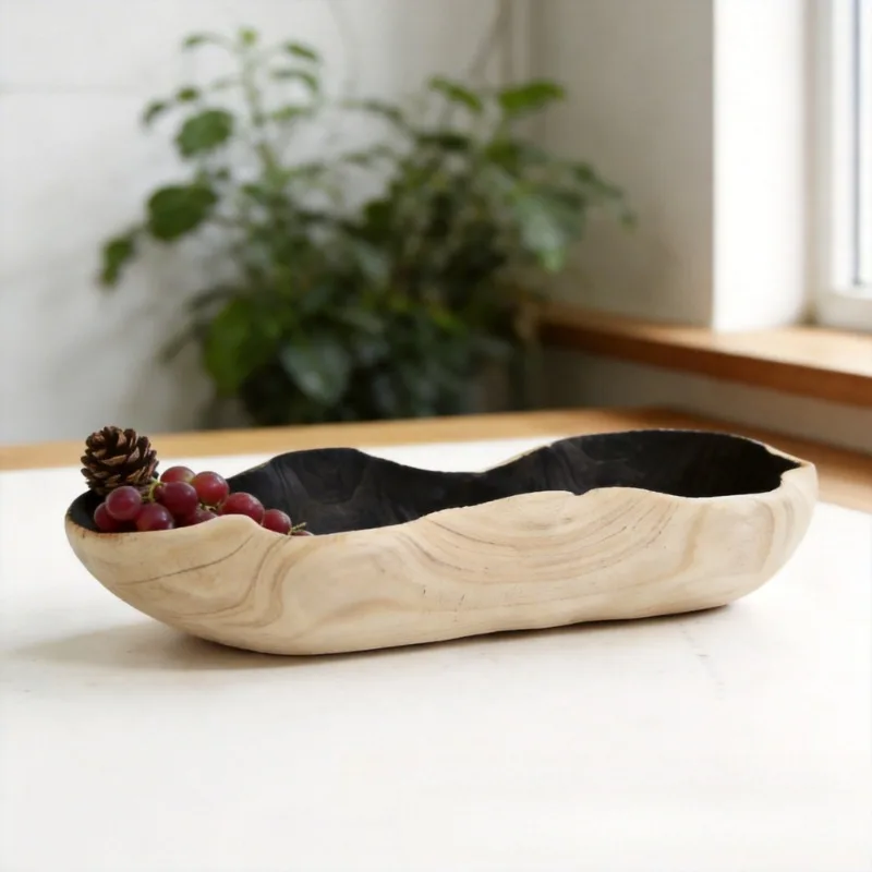 Handmade roasted paulownia craft tray pastoral wabi wind home furnishing decoration ornament
