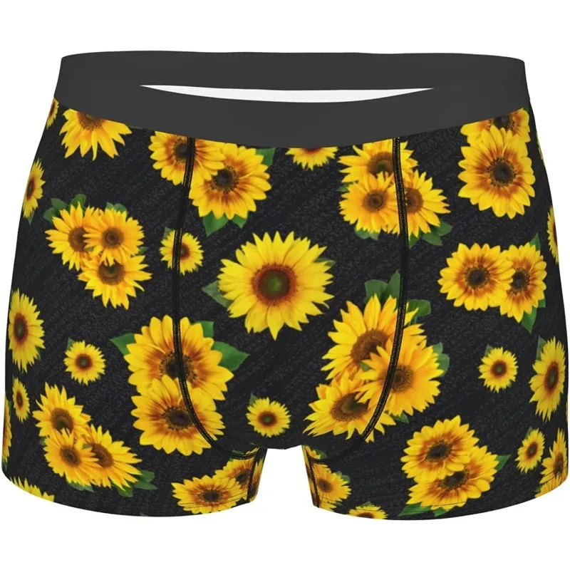 Men's Underwear Boxer Briefs Sunflower Boxer Brief Soft Breathable Stretch Wide Waistband Underwear for Men Boys