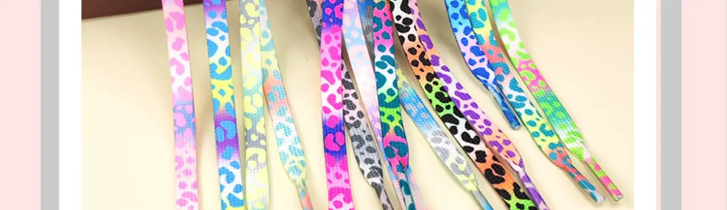 Modische flache Schnürsenkel für Sneaker, Farbe: Leopardenmuster, Batik-Farbverlauf, Schnürsenkel für Herren und Damen, geeignet für Canvas-Schuhe. – Detail 3