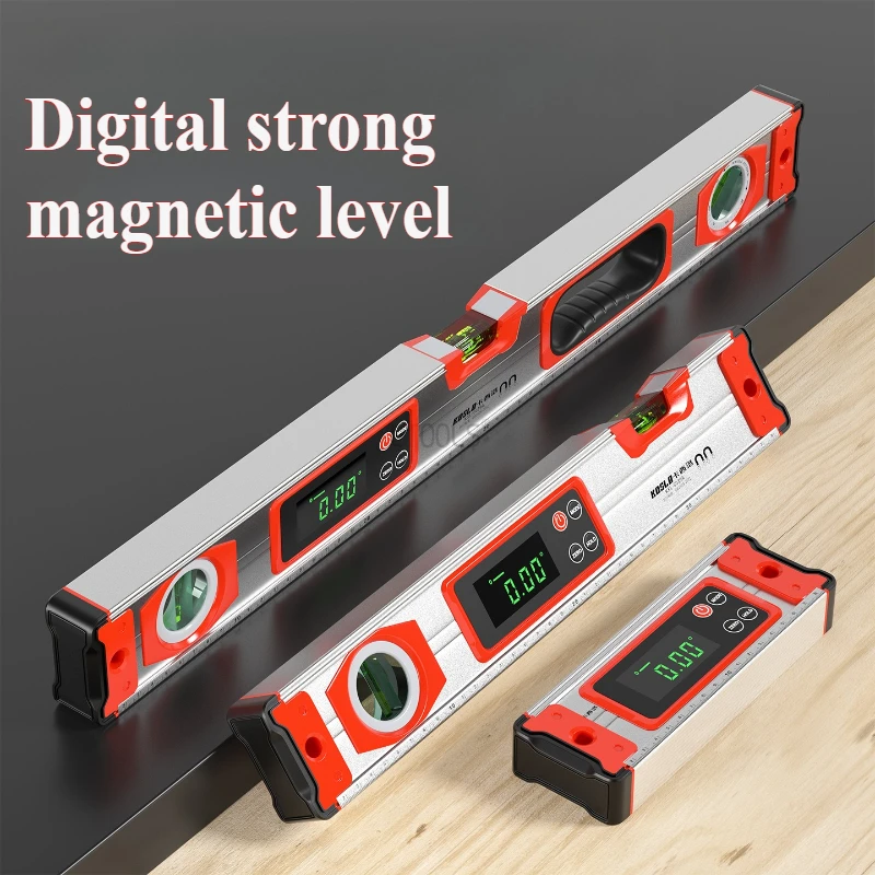 

3-в-1 прецизионная цифровая линейка уровня 20/30/40 см магнитная лазерная линейка уровня из алюминиевого сплава, пузырьковый уровень, транспортир