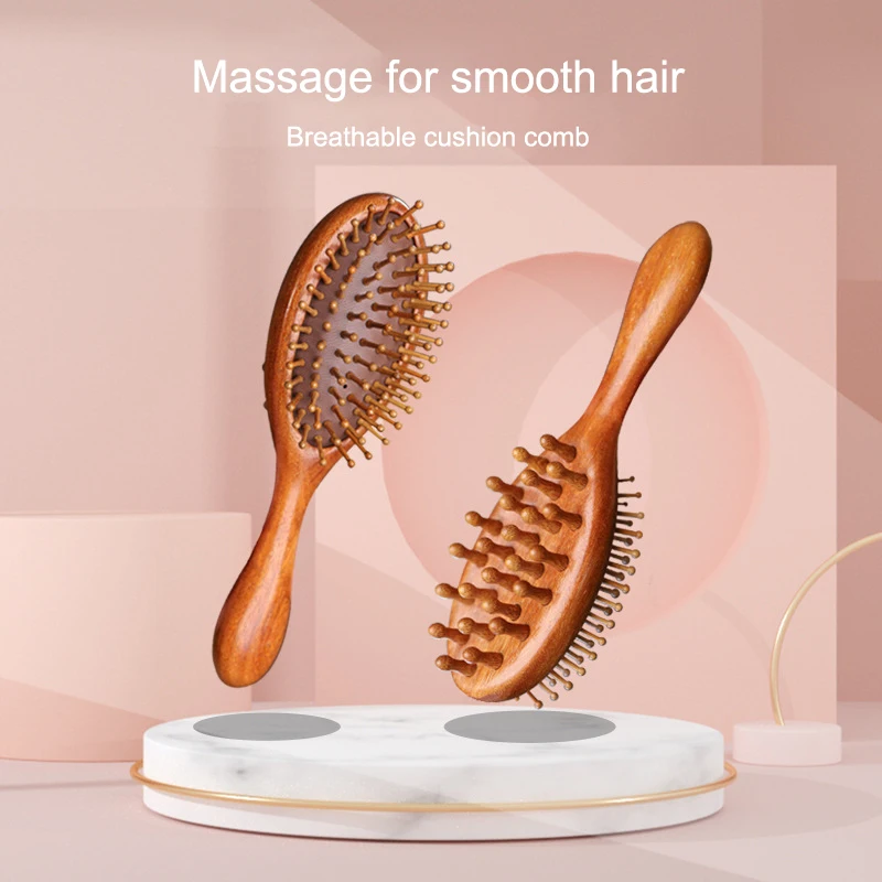 Double Sided Sandalwood Air Bag Comb Hair Care Scalp Body Gua Sha Meridian Head Blood Circulation Dredging Massage Comb