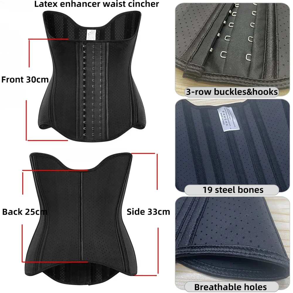 19 Steel Bones Latex Waist Trainer Belt Body Shaper Long Torso Corset Shapewear Women Fajas Waist Cincher Slimming Tummy Control