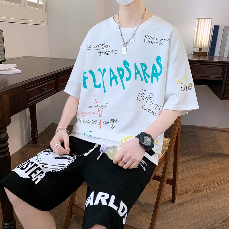 Fashion 2024 Summer Men's Short Sleeve T-Shirts Casual Loose Cotton Tees Hip Hop Streetwear Harajuku Tshirt Youth Tops Clothing