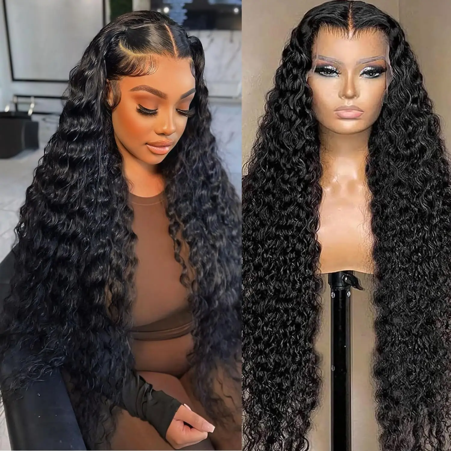 

28 30 32 34 InchLace Frontal Wig Deep Wave Frontal Wig 13X4 Deep Curly Lace Front Wig 13x6 HD Lace Frontal Wig Human Hair