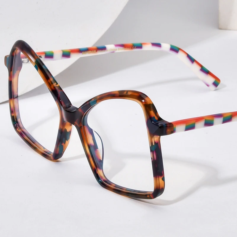 HEPIDEM Multicolor Acetate Glasses Frame Women New Super Size Cat Eye Eyeglasses Spectacles Eyewear H9337