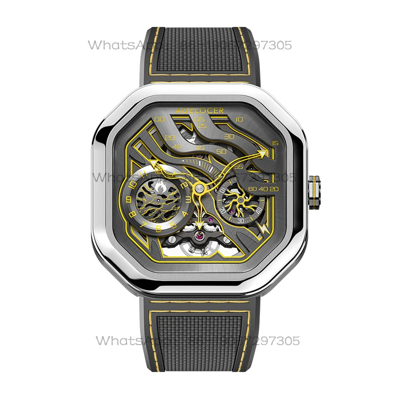 

AGELOCER Men's Volcano Watch Original Luxurious Skeleton Design Automatic Mechanical Watch for Fashionable Gifting
