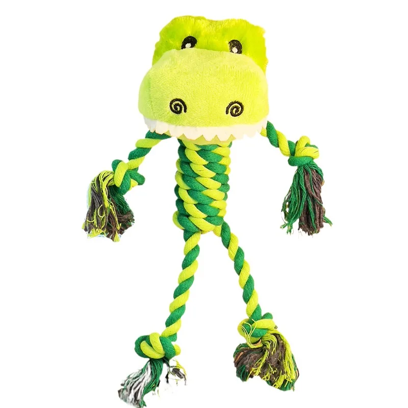 

Dog Plush Rope Toy Cute Animal Shape Squeaky Chew Toy Interactive Training Bite Resistant Durable Sound Play Pet Supplies Dogs