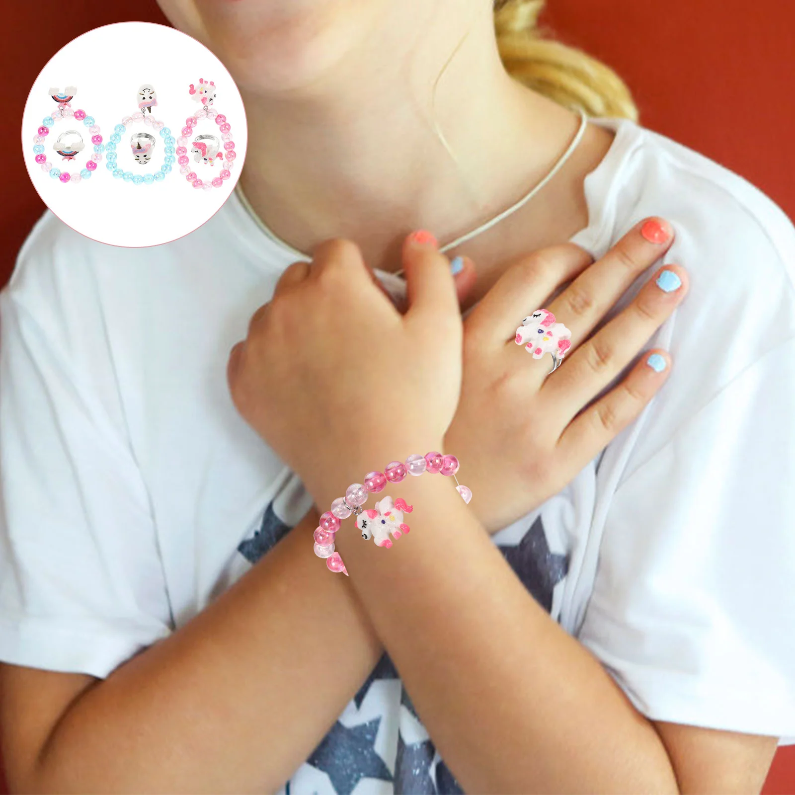 

Kids DIY Bracelet Beads Cartoon Wrist Chain Girls Beaded Plastic Bracelets Decor
