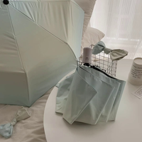 Blue Gradient Umbrella, Portable Sun-Shade 3-Fold 8-Rib All-Weather Manual & Auto Umbrella UPF 50+ Sun Shield