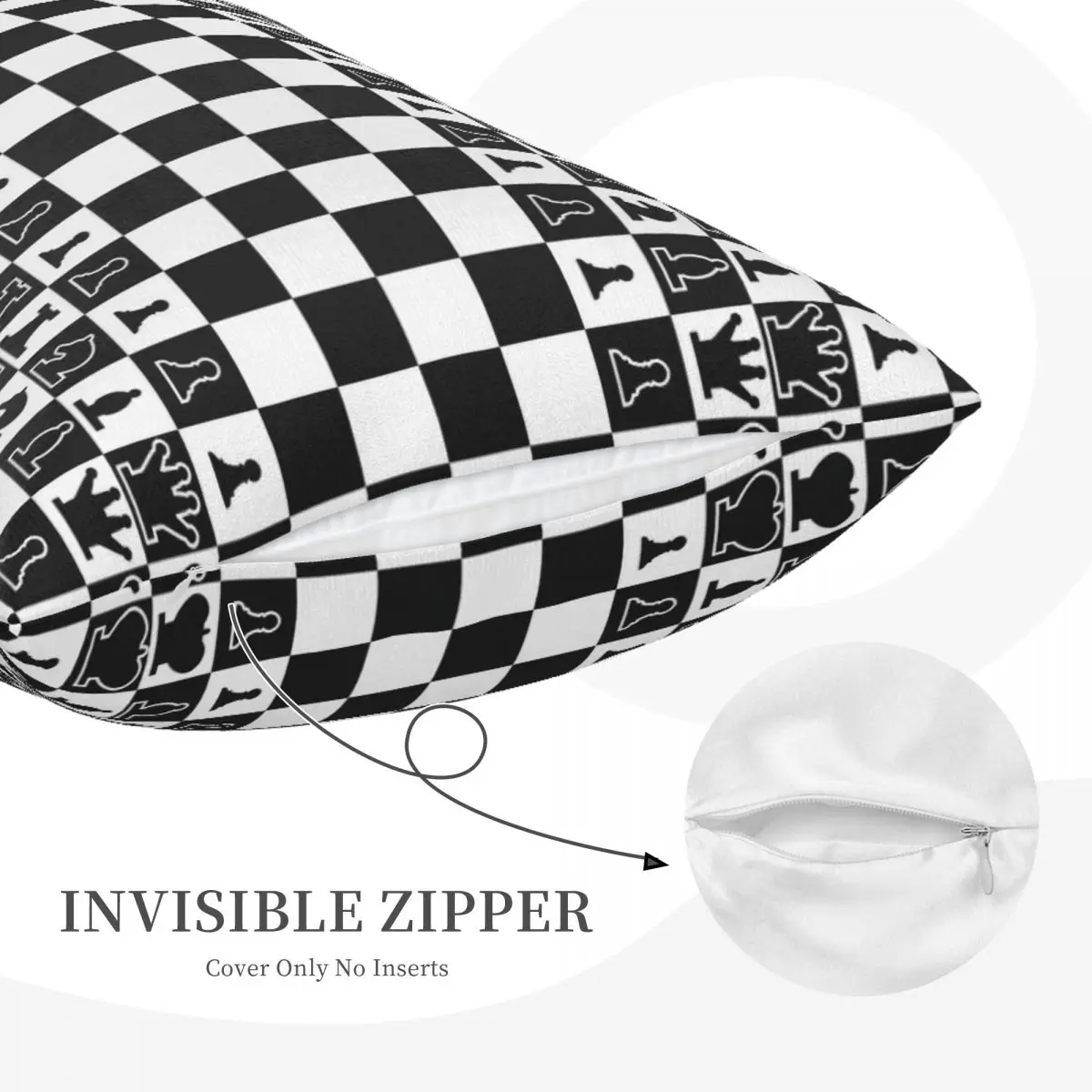 Chess Board Black And White Grid Checkered Rectangle Pillowcase Cushion Cover Decor Bedroom Bed Home Comfort Throw Pillow