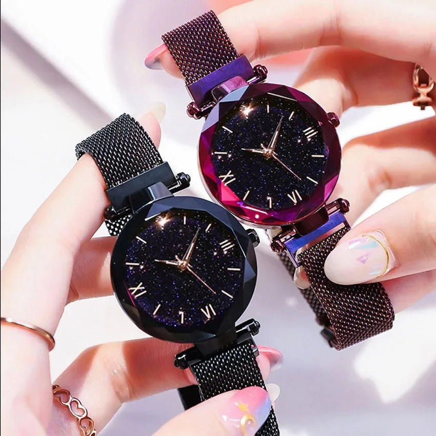 2022 New brand Starry Sky Women Watch Fashion Elegant Magnet Buckle Vibrato Purple Gold Ladies Wristwatch Luxury Women Watches