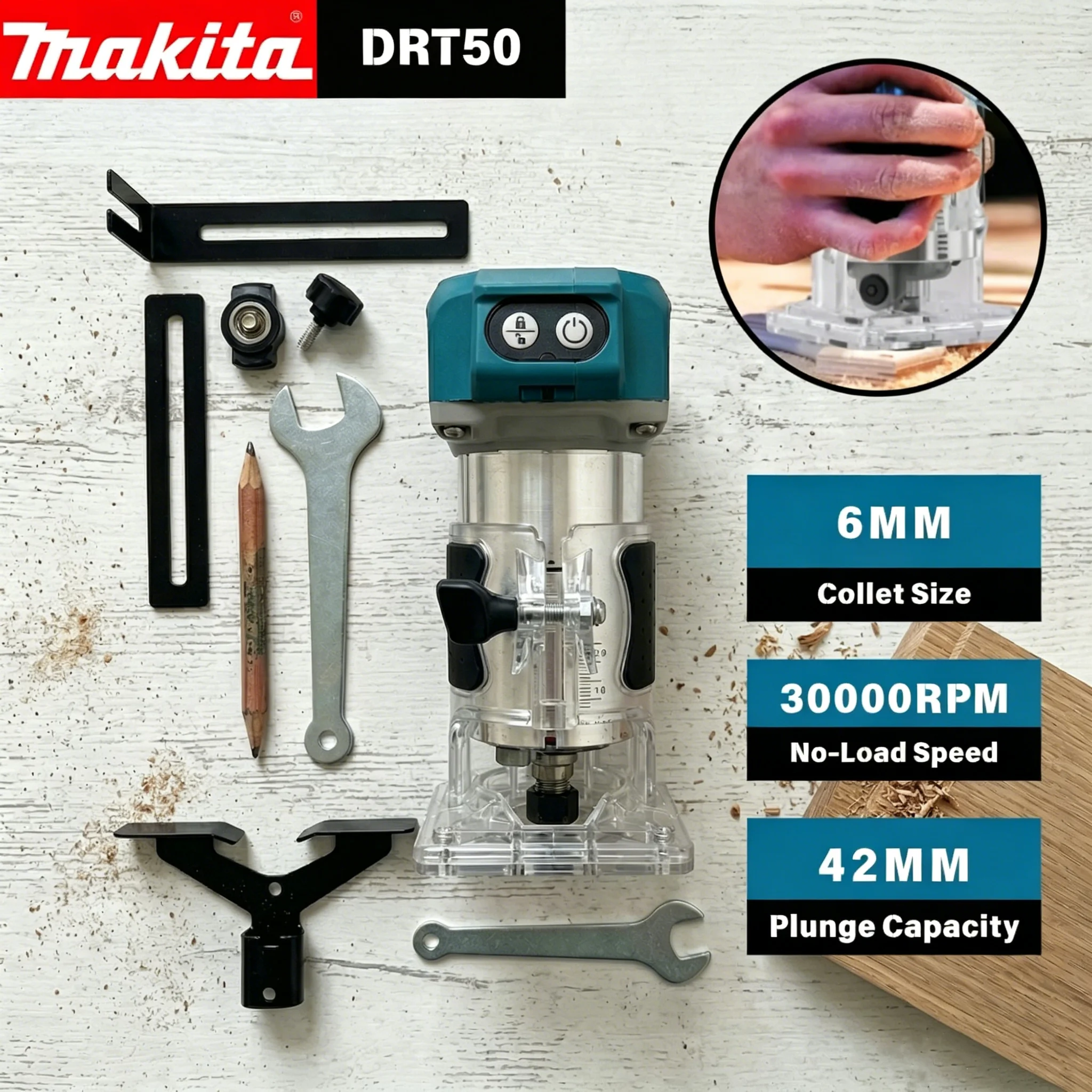 Makita DRT50 18V Brushless Cordless Trimmer Edge Trimmer Slotting and Milling Tool Professional Rechargeable