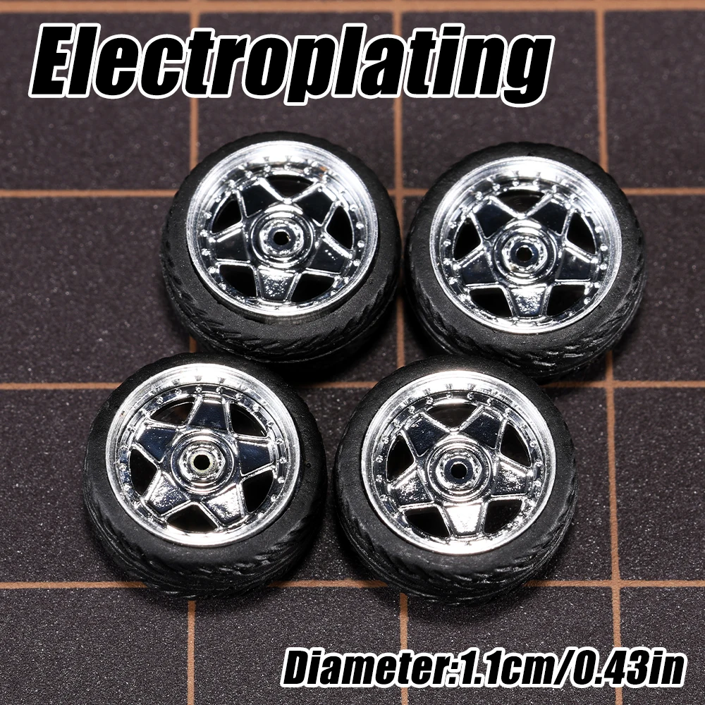 1/64 Modellauto-Räder 4er-Set - 11mm Durchmesser ABS-Gummireifen mit Bremsscheibe - Upgrade-Teile für Tomica Diecast-Fahrzeuge – Detail 11