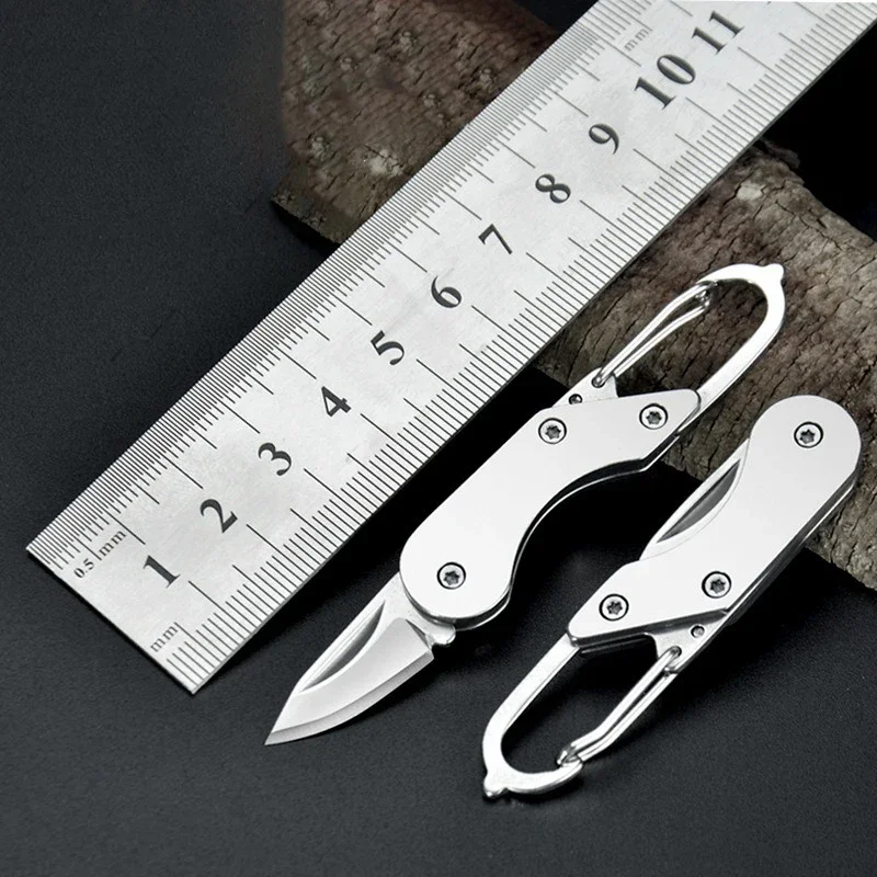 Portable Folding Pocket Knife Stainless Steel Blade Travel Cutting Tool Keychain Pendant Holiday Gift