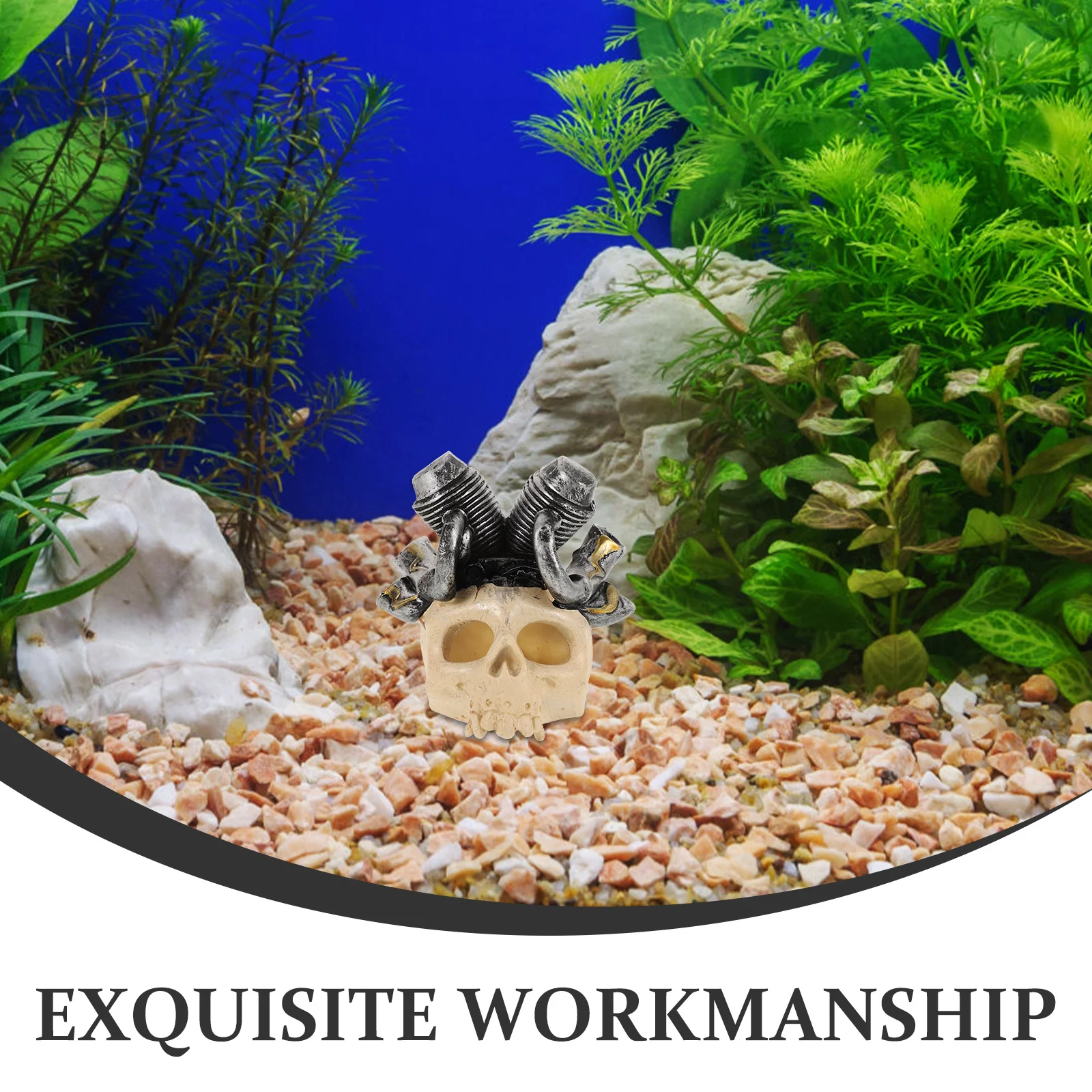 

Aquarium Skull Decor Resin Fish Tank Decoration Unique Design Reptile Habitat Halloween Aquarium Decor Fish Tank Skull Ornament