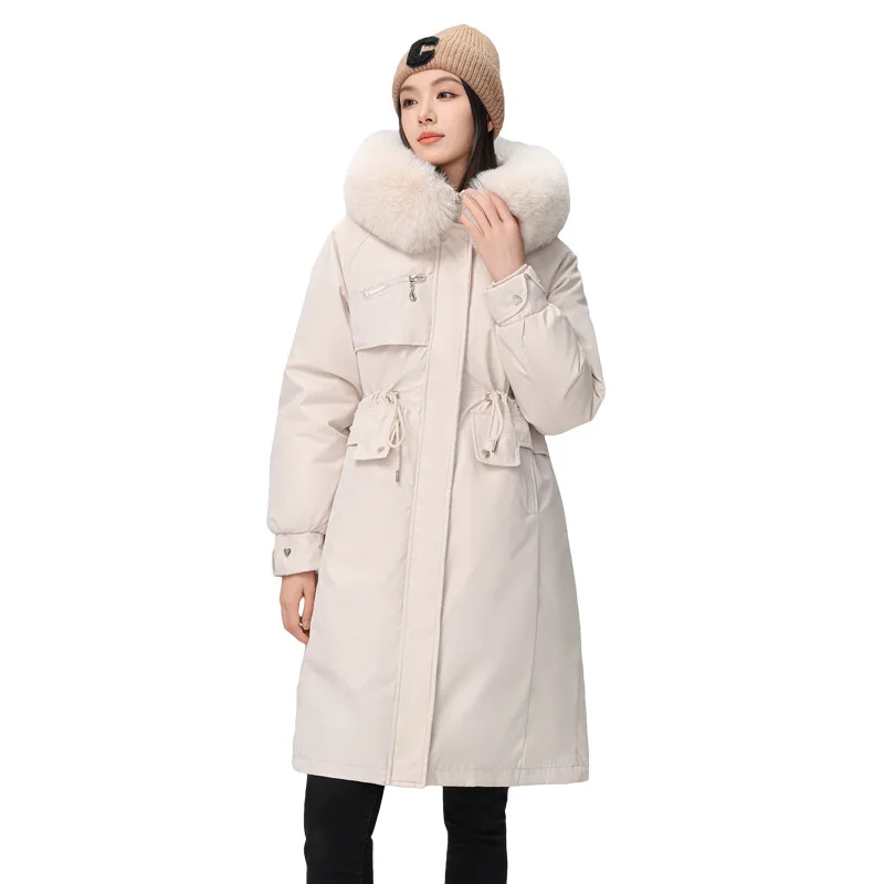 

Winter Lady's Parka Jacket Detachable-Liner Luxury Fur Collar Slim Fit Quilted Jacket for Women Versatile Styling Female's Top