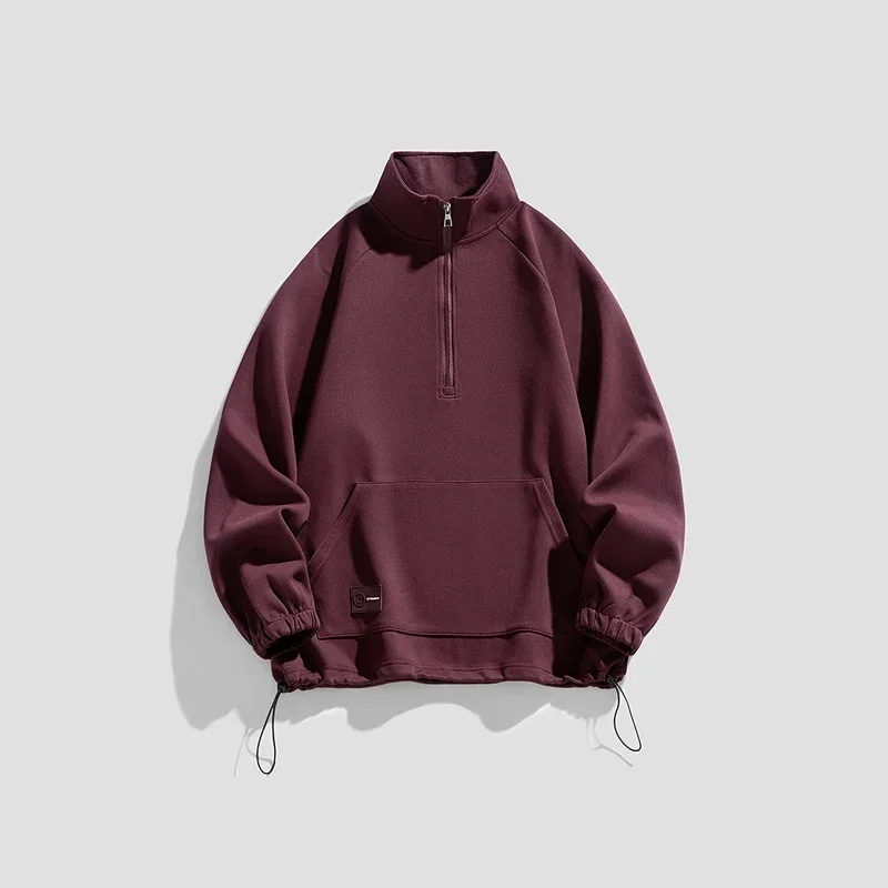 TFETTERS Brand Half Zipper Stand Collar Sweatshirts Man Baggy Fashion Solid Color Sweatshirts Drawstring Fashion Men's Clothing