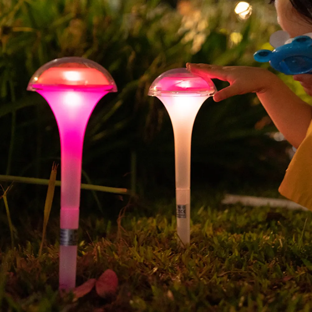 2Pcs Solar Powered Garden Light Mushroom Style Ground Stake Lamp for Outdoor Landscape Lawn Pathway Patio Driveway Flower Bed