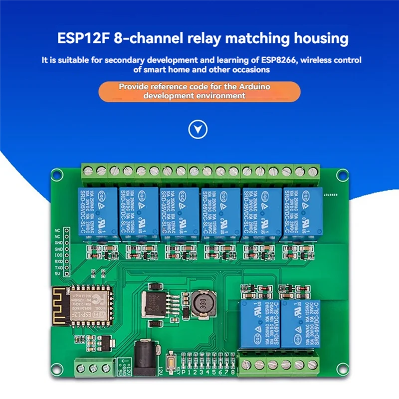 AAAEL-8-CH Relay Module DC12-24/5V Power Supply Onboard ESP-12F Wifi Module For ESP8266 Secondary Development