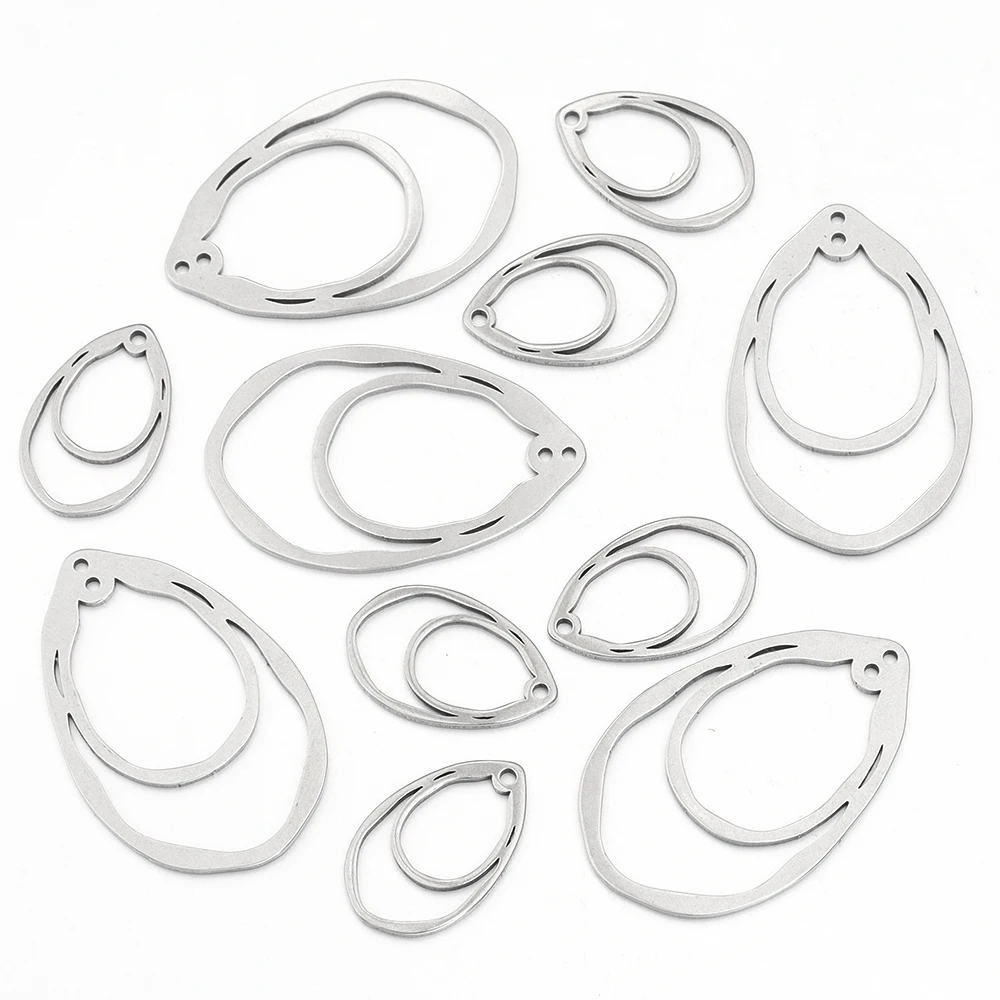 10 Stück/Set, Edelstahl-Anhänger in Tropfenform, hohle Ausführung, zum Basteln von Schmuck, für DIY-Halsketten, Ohrringe und andere Schmuckaccessoires. – Detail 5
