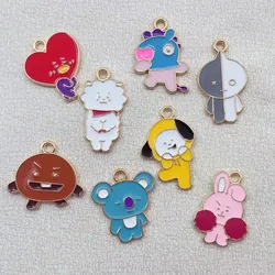 10pcs Alloy Drops Animal Bear Rabbit Dog Charm Pendant Necklace Keychain DIY Handmade Keychain Necklace cute earring charms