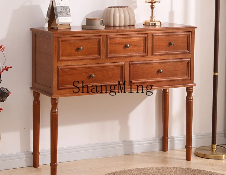 SM foyer solid wood retro bedroom living room storage decorative locker aisle wall cabinet