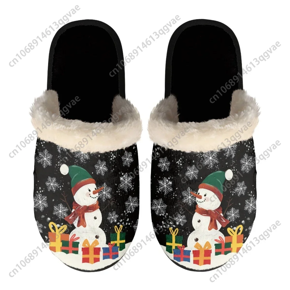 Christmas Buck Stripe Elk Slippers Mens Womens Home Cotton Plush Bedroom Casual Keep Warm Customized Thermal Lightweight Slipper