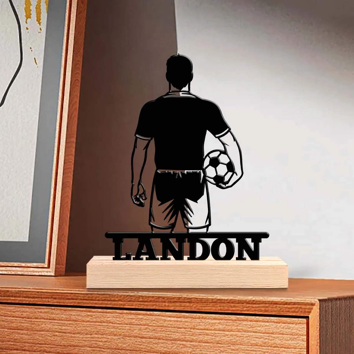 1pc Customized Wrought Iron Desktop Ornaments Custom Name Equipped with A Wooden Base Home or Office Decorations