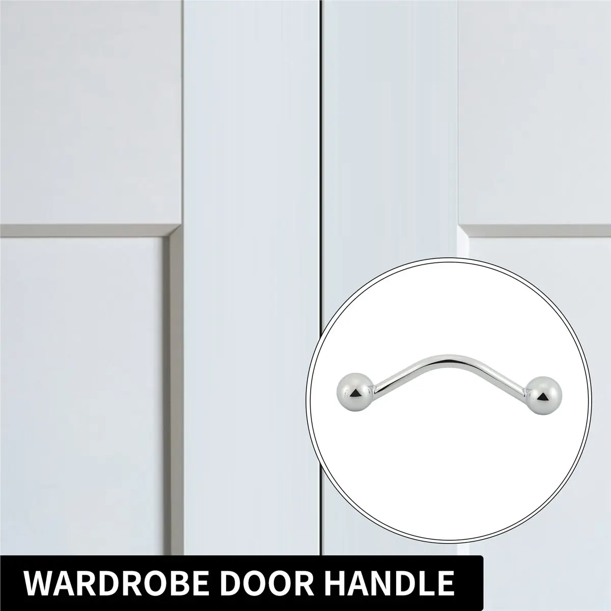 DT17 French Wardrobe Door Handle, Solid Brass Design Furniture Knobs, Silver Bar Pulls Round Ball Dresser Handles, Door Pull
