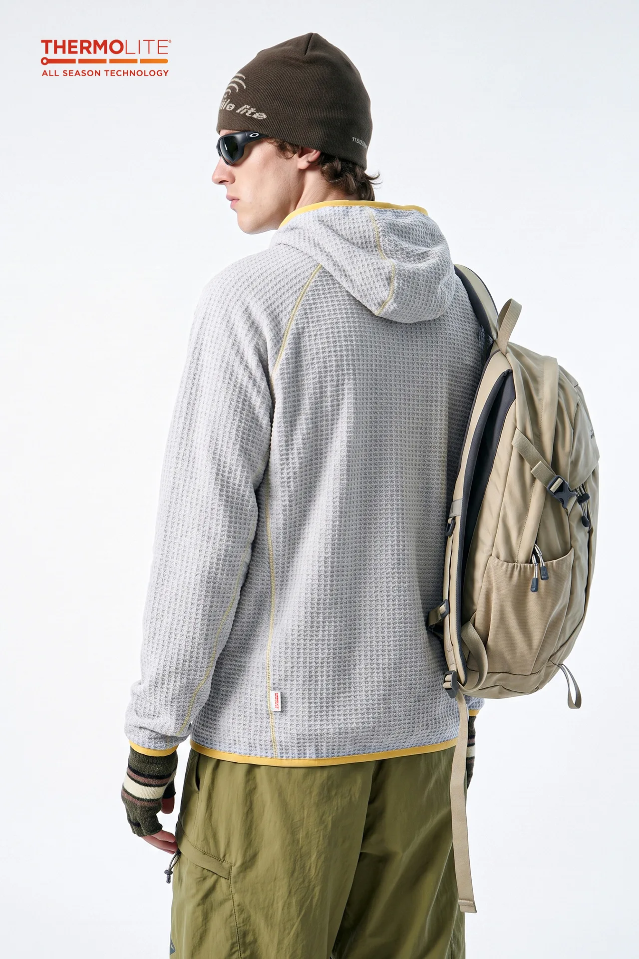 THERMOLITE ® Leichter Air-Fleece-Hoodie für Herren, Kontrastnähte, Thermo-Pullover, schnelltrocknend, Outdoor-Sport-Technik-Oberteil – Detail 15