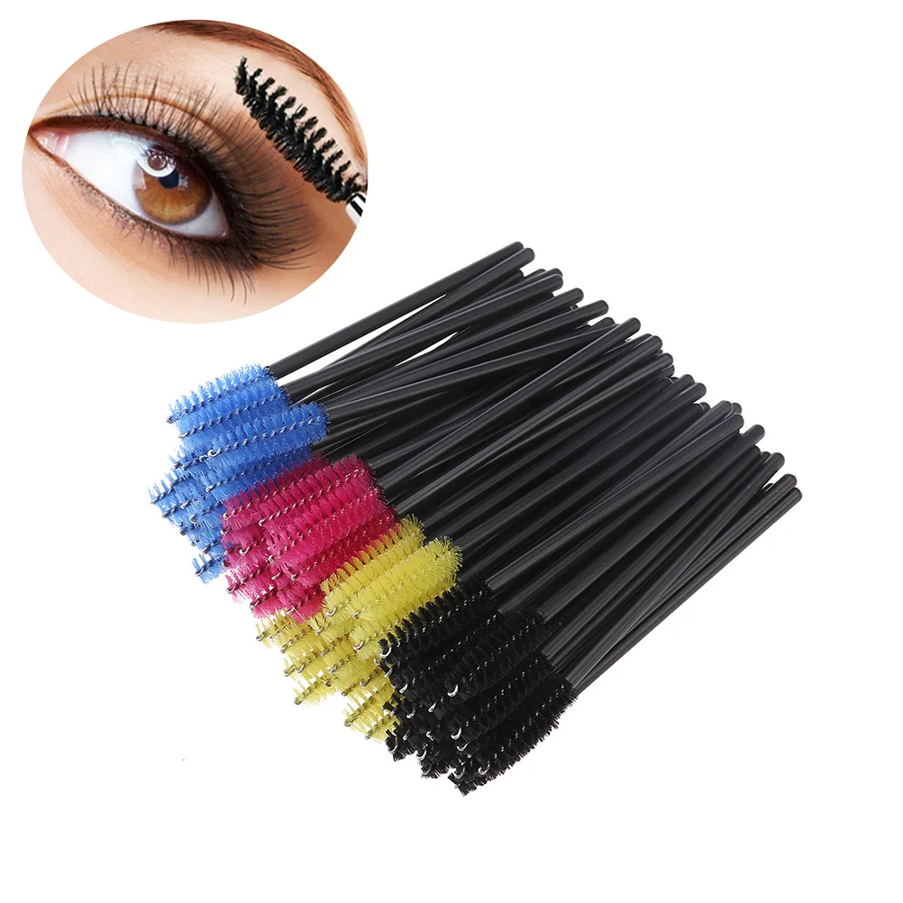 200Pcs Disposable Eyelash Brushes Plastic Handle Nylon Mascara Wands for Women Makeup Application Eyelash Extension Tools