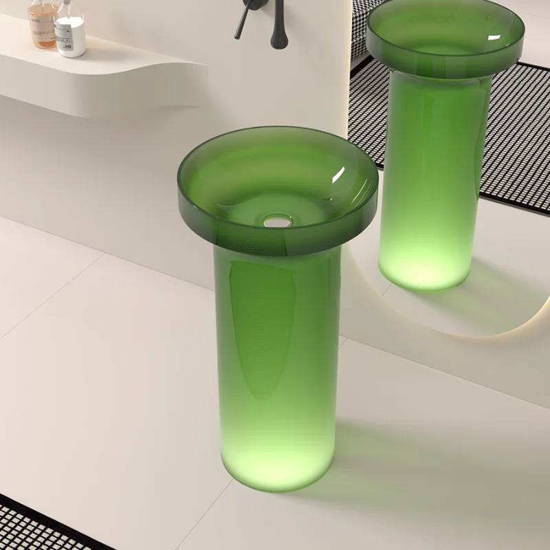 

Column transparent art basin bathroom color floor integrated column hand wash face