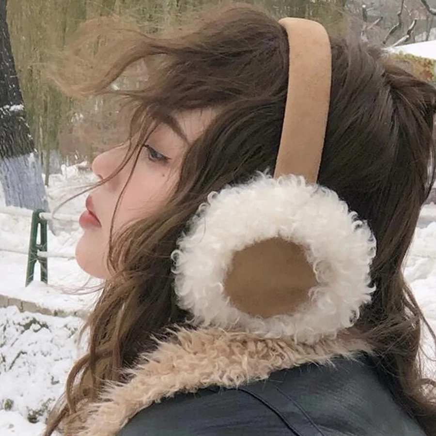 Plush Ear Muffs Warmer Wool Ear Cover for Women Men Winter Warm Earflaps Outdoor Cold Protection Ear-Muffs Ear Cover Fashion